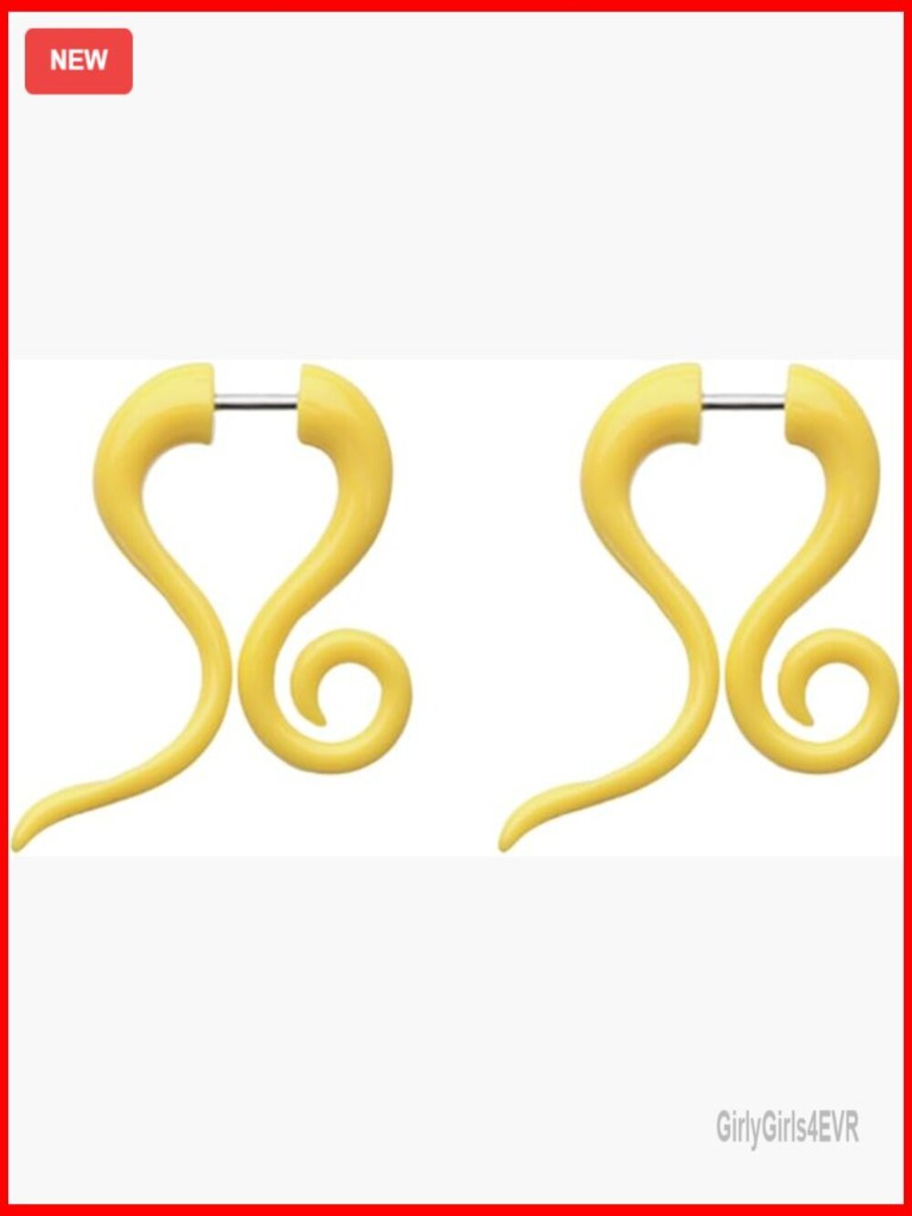 18GA Acrylic Spiral Fake Hanging Taper Earrings, Pair
